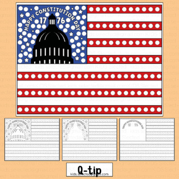 Preview of Constitution Day Activities Qtip Painting U.S. American Flag Kindergarten Art
