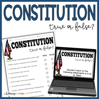 Preview of Constitution Activity | FREE Worksheet | Printable & Digital | Constitution Day