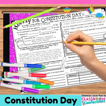 Preview of Constitution Day Activity Poster : Doodle Style Writing Organizer 4th 5th