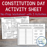 Constitution Day Activity Sheet | US Constitution Day Worksheet