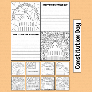 Preview of Constitution Day Bulletin Board Writing Prompts Activities Coloring  Pop Art