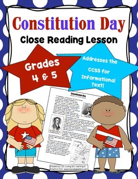 Preview of Constitution Day Close Reading Lesson Grades 4 and 5