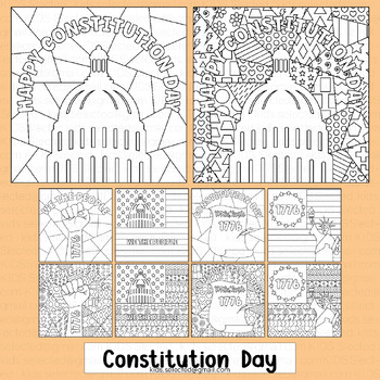 Preview of Constitution Day Coloring Pages Math Craft Pop Art Activities Bulletin Board Fun