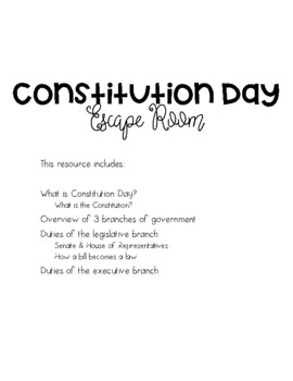 Preview of Constitution Day Crack the Code Escape Room - EDITABLE