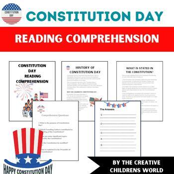 Preview of Constitution Day Printable Reading Comprehension|Preamble to the constitution