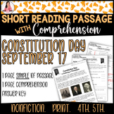 Constitution Day September 17, Nonfiction Reading Passage 