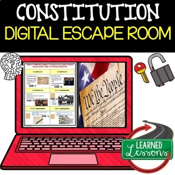 Preview of Constitution Digital Escape Room, Constitution Breakout Room, Test Prep