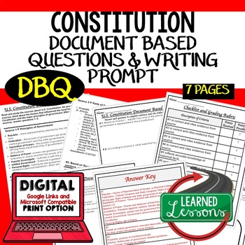 Preview of Constitution Document Based Questions DBQ (American History)