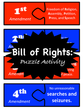 Preview of Constitution Era, Bill of Rights, Puzzle Piece Activity