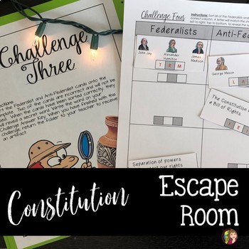 Preview of Constitution Escape Room Activity