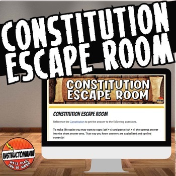 Preview of Constitution Escape Room Activity- Use the U.S. Constitution to Break Free!