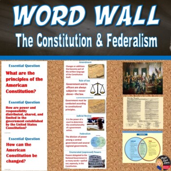 Preview of CONSTITUTION & FEDERALISM | Vocabulary WORD WALL Posters | EDITABLE