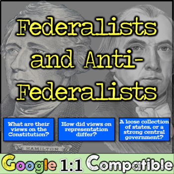 Preview of Constitution, Federalists vs Anti-Federalists Activity Primary Source Analysis 