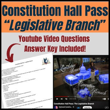 Preview of Constitution Hall Pass: Legislative Branch & Answer Key! YouTube Video Worksheet