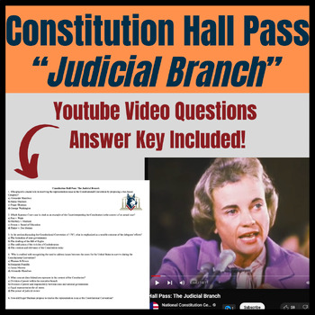 Preview of Constitution Hall Pass: The Judicial Branch Questions & Answer Key! YouTube Vide