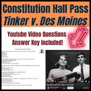 Preview of Constitution Hall Pass: Tinker v. Des Moines & Answer Key! YouTube Video