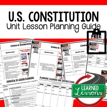 Preview of Constitution Lesson Plan Guide Civics Government Back To School