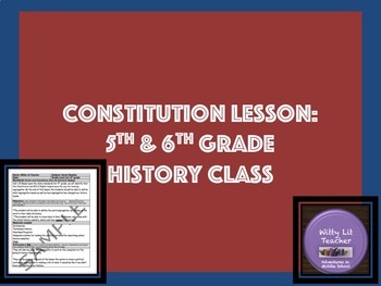 Preview of Constitution Lesson for 5th Grade Social Studies