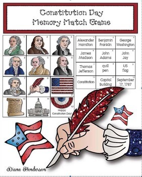 Preview of Constitution Day Activity: "Constitution Memory Match" Game