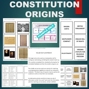 Preview of Constitution Origins(Magna Carta, Bill of Rights) Sort & Match STATIONS Activity