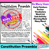 Constitution Preamble Activity: Preamble Word Search: Cons
