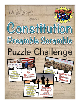 Preview of Constitution Preamble Puzzle Challenge