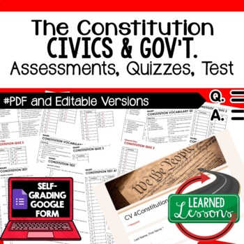 Preview of Constitution Quiz, Constitution Test, Civics Assessment with Google Forms