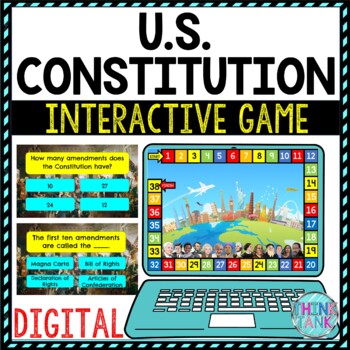 Preview of Constitution Review Game Board | Digital | Google Slides | Civics and Government