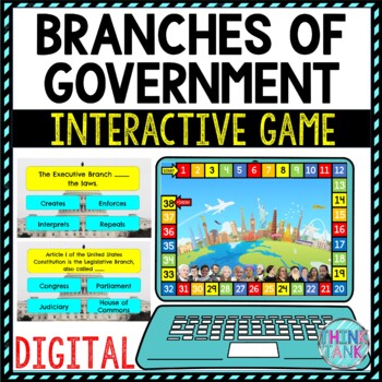 Preview of Branches of Government Review Game Board | Digital | Google Slides
