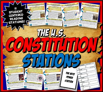 Preview of Constitution Stations Activity with Graphic Organizer and Worksheets