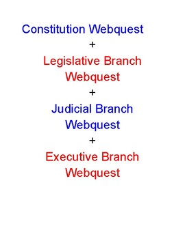 Preview of Constitution + Three Braches of Government Webquest Bundle