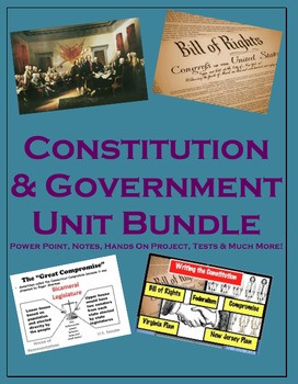 Preview of Constitution/Government Unit (PPT, Notes, Hmk, Tests,Projects)