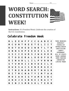 Us constitution word search