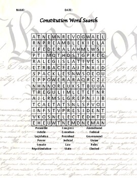 the constitution word search 4 answers