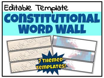 Preview of Constitution Word Wall: Editable Template!