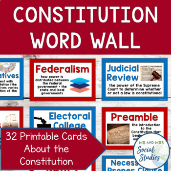 Preview of Constitution Word Wall | US Constitution Vocabulary Cards