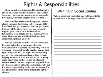 Constitution And Bill Of Rights Reading Comprehension Packet Homework Review