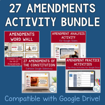 Preview of Constitutional Amendments Activity and Slideshow Bundle | US Constitution