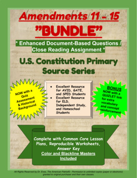 Preview of Constitutional Amendments - BUNDLE - #11-15 - Enhanced DBQ - Close Read (PDF)