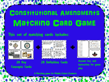 Preview of Constitutional Amendments Memory/ Matching Game