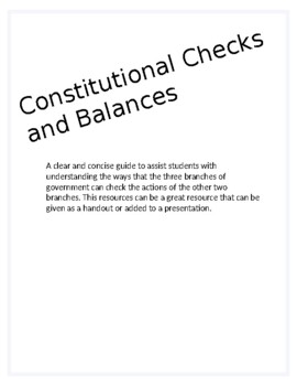 Preview of Constitutional Checks and Balances Resource