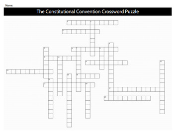 Constitutional Convention Crossword Puzzle by TxMAP Teacher TPT