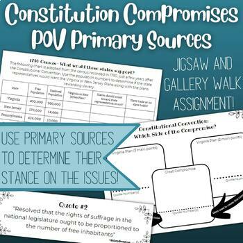 Preview of Constitutional Convention POV primary source analysis jigsaw & gallery walk