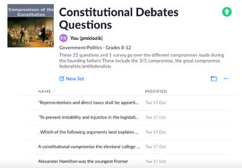 Preview of Constitutional Debates Exit Ticket/Plickers 22 Questions