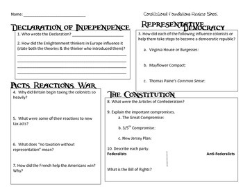 Preview of Constitutional Foundations of the U.S. Review Sheet