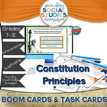 Preview of Constitutional Principles BOOM Cards, Task Cards, and Notes Differentiation