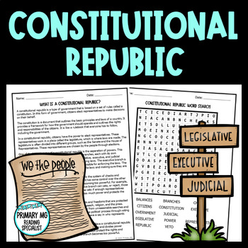 Preview of Constitutional Republic | Reading Passage | Comprehension | Word Search