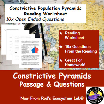 Preview of Constrictive Population Pyramids Reading Worksheet FREE **Editable**