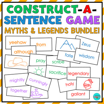 Preview of Construct A Sentence Game | Sentence Building Cards | MYTHS & LEGENDS BUNDLE!