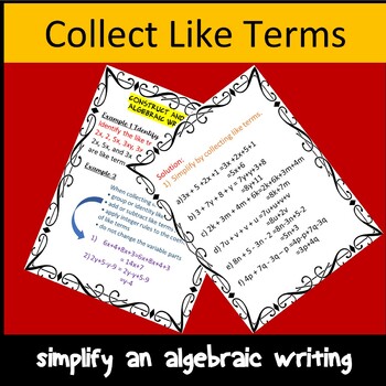 Preview of Construct And Simplify An Algebraic Writing ,Collect Like Terms.